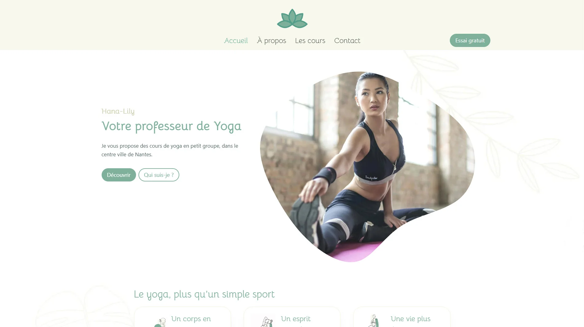 Site WordPress Vitrine pour un professeur de yoga – projet réalisé par Le Web Gaulois (démo)