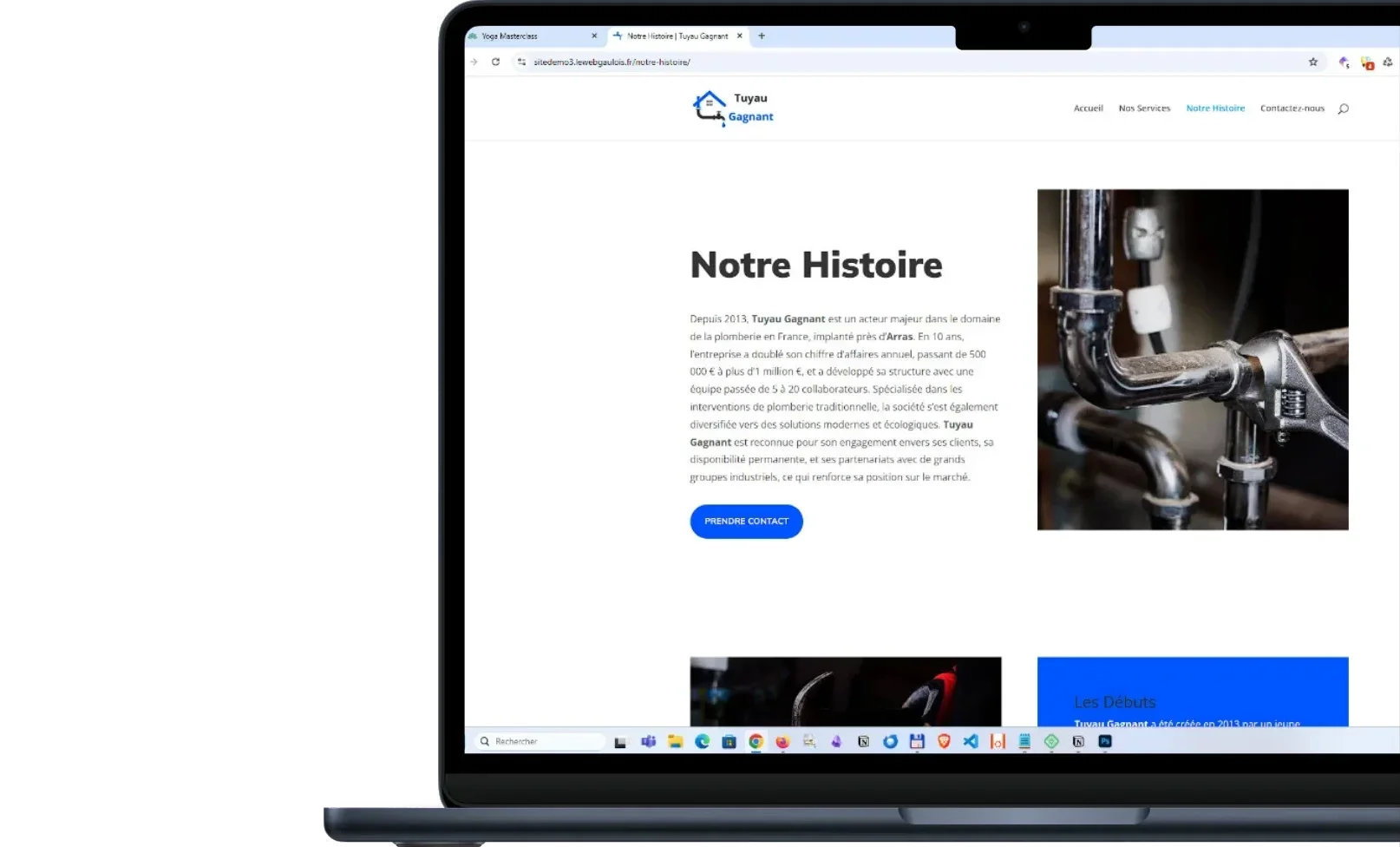 exemple-creation-site-plombier-page-histoire Exemple Page Notre Histoire - Site Web Artisan
