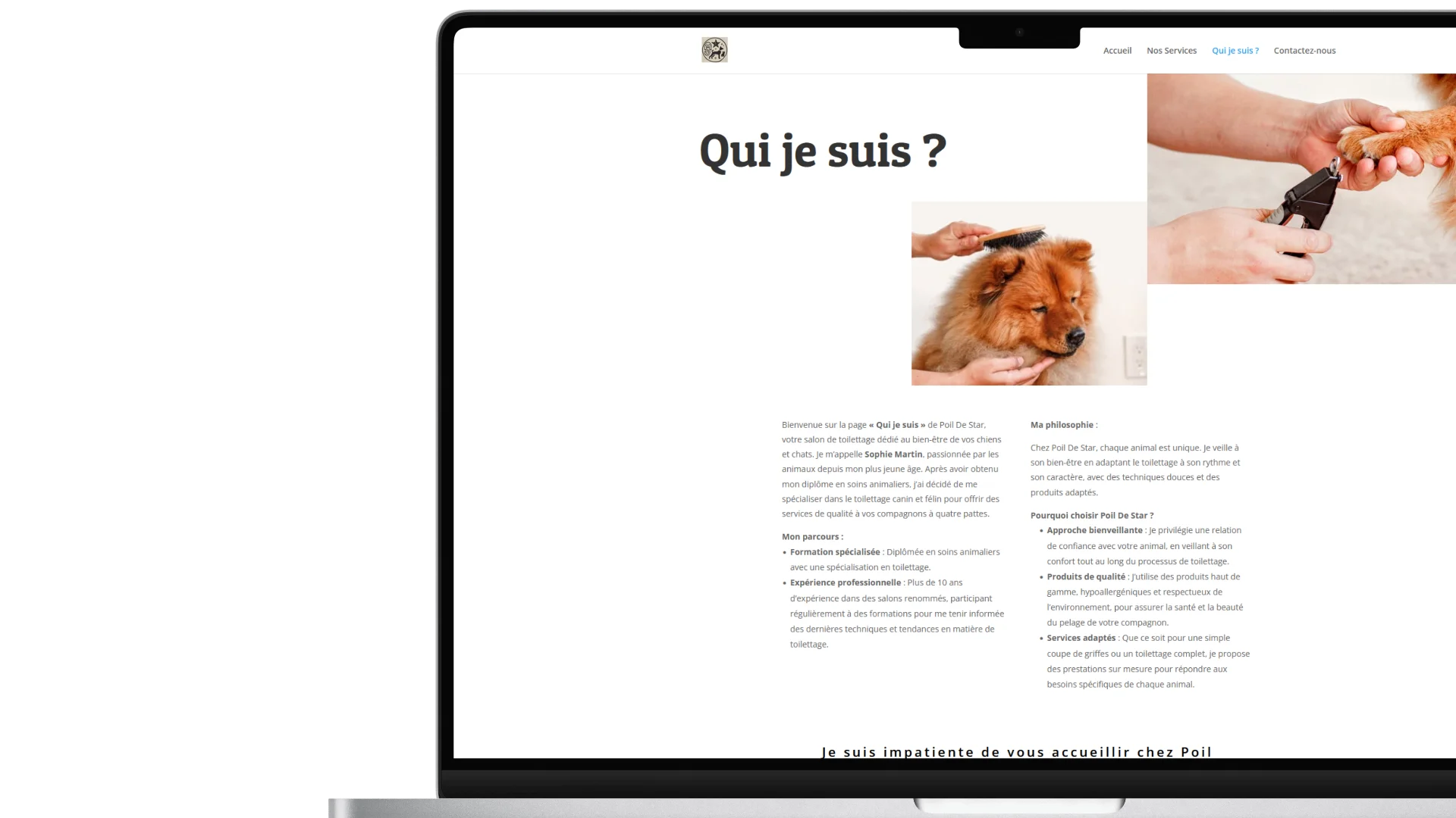 exemple-qui-je-suis-creation-site-internet-professionnels-animaliers Exemple Page Notre Histoire - Site Web Artisan