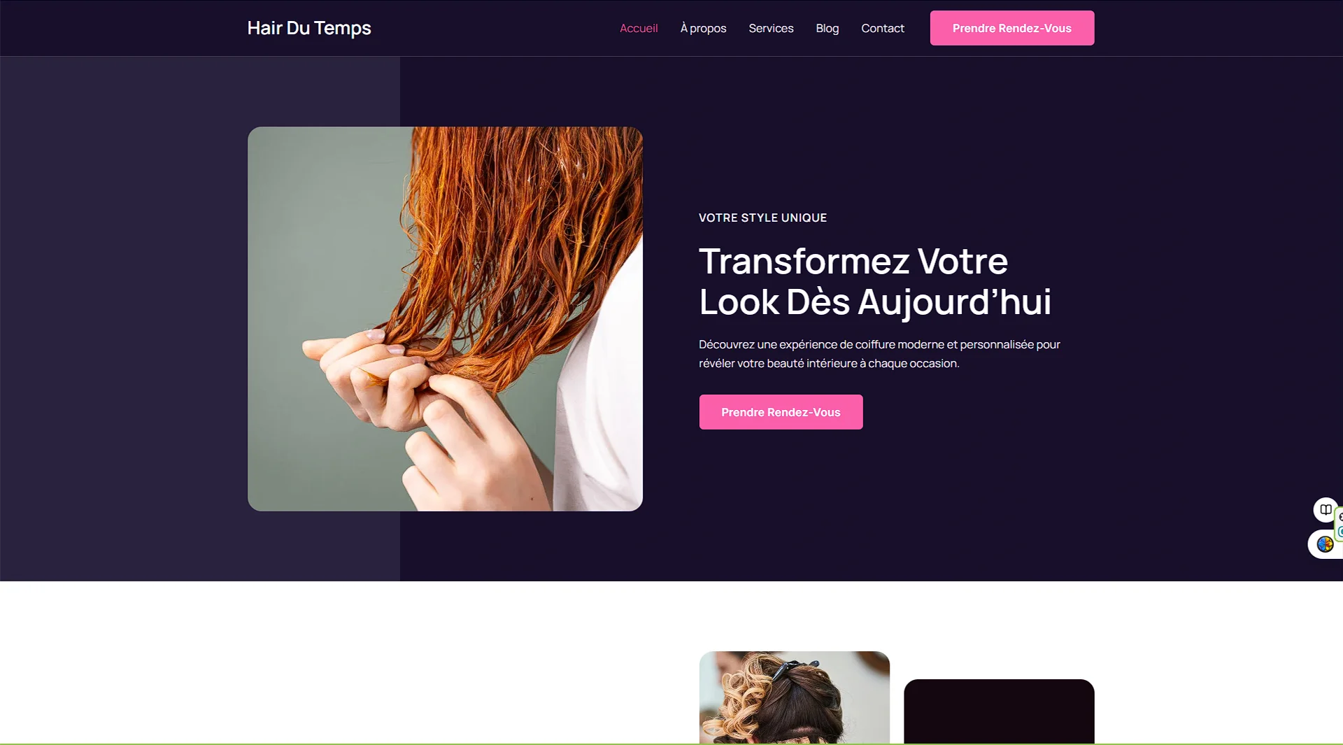 Site vitrine WordPress pour salon de coiffure (démo)