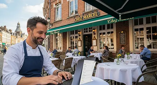 restaurateur-souriant-met-a-jour-sa-fiche-google-business-profile-à-arras Un restaurateur souriant met à jour sa fiche Google Business Profile au centre-ville d'Arras